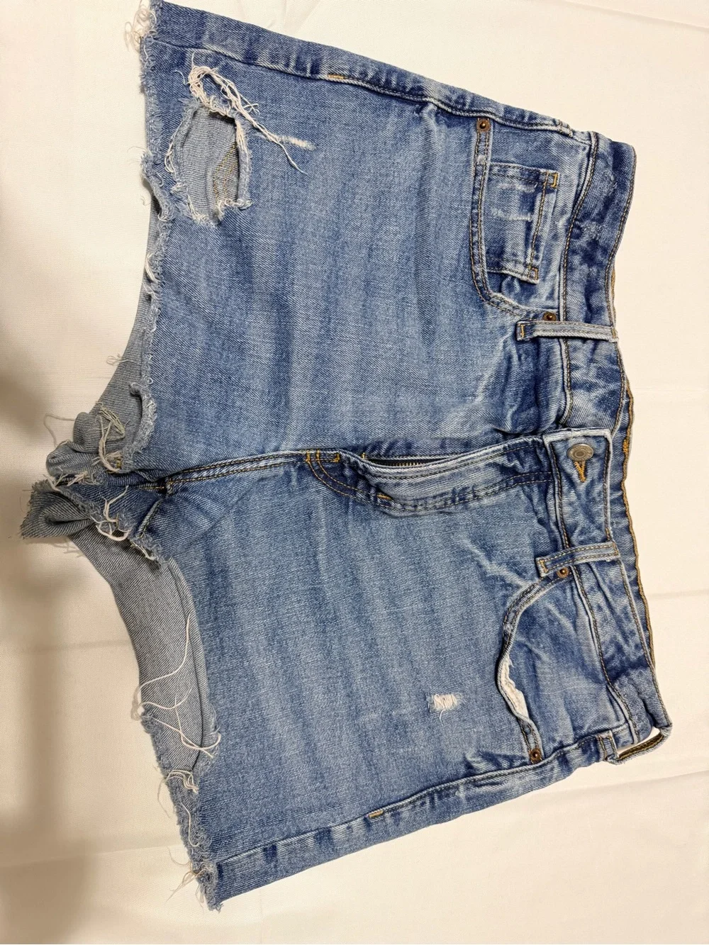 Classic High-Rise Distressed Denim Shorts - Light Blue Old Navy